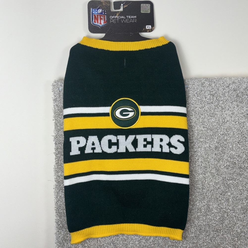 Pets First NFL Dog Sweater Warm & Cozy Knit Pet Sweater NFL Green Bay Packers